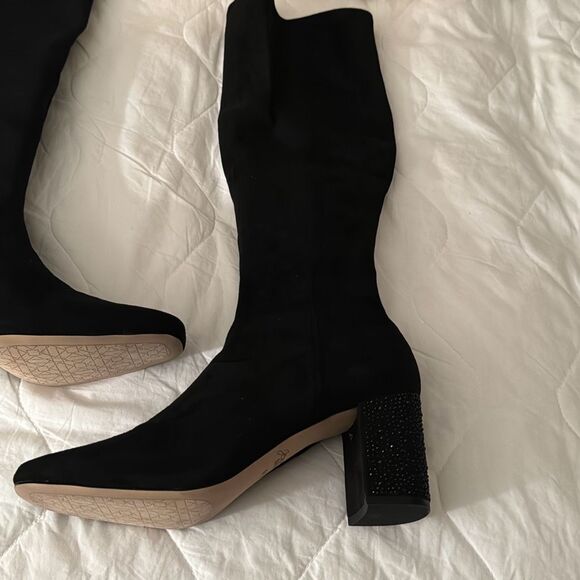 Jewel Badley Mischka Womens Black NWT Evalina Block Heel Boots 9.5 - Picture 8 of 16